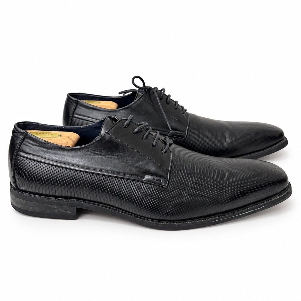 Steve Madden Luuxx Dress Shoes Mens 13 Black Textured Leather Plain Toe Oxford